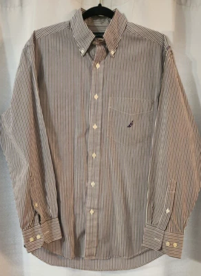 Nautica - Camisa de vestir con botones de manga larga para hombre, morado/blanco/gris, talla M  Foto 1 de 4