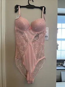 Rene Rofe Lingerie Women's push-up Bodysuit with j-hooks 308829 Pink NEW w TAGS - Picture 1 of 7