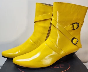 Firenze Women's Leather Yellow Calf-Height Boots Euro Size 39 US 8 with Box - Picture 1 of 12