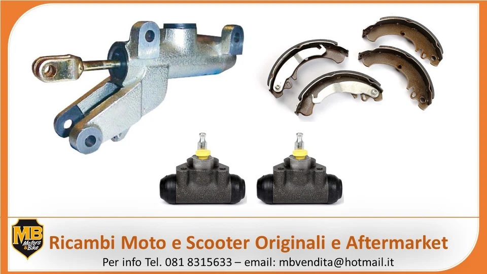 KIT GANASCE FRENO POSTERIORE + CILINDRETTI + POMPA FRENO PIAGGIO APE FL FL2 50 - Imagen 1 de 1