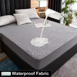 Waterproof Elastic Bed Cover Bed Sheets Pad Protector Mattress Cover Soft - Picture 1 of 36
