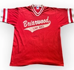 1990’s Red & White Women’s Softball Jersey, Briarwood Lady Bucs, Large, USA made - Picture 1 of 8