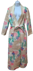 Vintage Robe Floral Quilted Acetate Nylon House Coat Granny Cottagcore Made USA - Picture 1 of 10