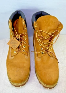 Timberland Men’s 6-Inch Premium Waterproof Boots Size 10.5 Wheat Nubuck Leather - Picture 1 of 12