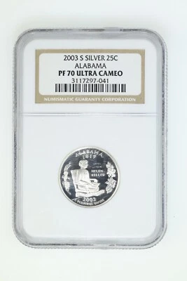 2003-S Alabama Silver Statehood Quarter NGC PF 70 ULTRA CAMEO - Image 1 of 2