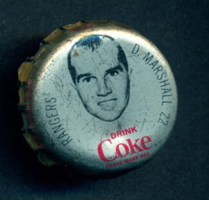 1964-65 COCA-COLA COKE BOTTLE CAP With Cork Don Marshall New York Rangers Hockey