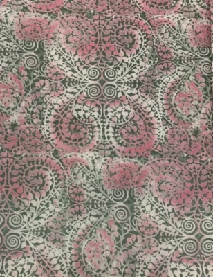 Pink & Grey Floral Scroll Tie Dye Design Fabric By Blank Textiles Cotton 1+Yards - Image 1 of 4