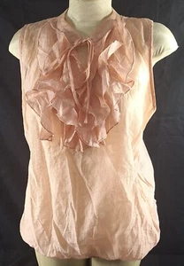 Charlotte Russe Sleeveless Semi-Sheer Pink Ruffle Blouse Women's Size XL - Picture 1 of 4