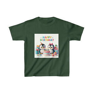 Kids Birthday Tshirt, cute penguins, US Cotton Birthday T-shirt, Tee