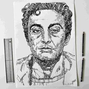 Obra de arte original LENNY BRUCE, poesía, dibujo a lápiz, gran escala A2, comedia - Imagen 1 de 7
