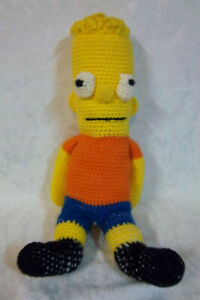 Homemade Crochet Bart Simpsons 23" Plush Soft Toy Stuffed Animal