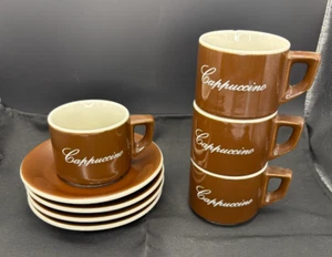4 Sets ACF Braun Cappuccinotassen & Untertassen Made in Italy - Bild 1 von 7