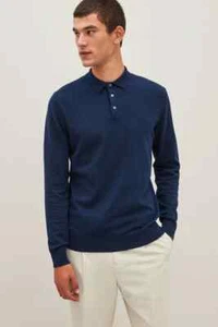 Polo Next Mezcla de Algodón Tejido Mangas Largas Azul Marino Talla XL Precio de venta sugerido por el fabricante £28.00 CA1218 - Imagen 1 de 13