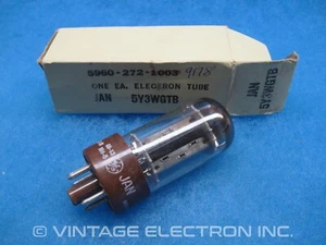 NOS JAN 5Y3WGTB / 6087 (5Y3) Vacuum Tubes - GE - USA - 1967 1968 (BLACK PLATES) - Picture 1 of 8