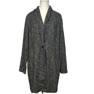 Tribal lange weiche Strickjacke schwarz weiß kuschelig Einknopf Taschen groß - Bild 1 von 8