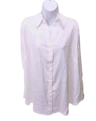 Camisa Blusa H&M Satén Abotonada Mujer 2XL XXL Beige Clásica Ciudad #2700 Foto 1 de 4