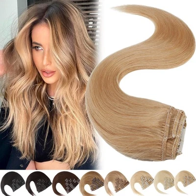 CLEARANCE Clip In 100% Real Human Remy Hair Extensions Full Head #27 Dirty Blond - Image 1 of 4