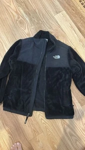 Girls large North Face Black Fleece Jacket with Zip Closure - Picture 1 of 4