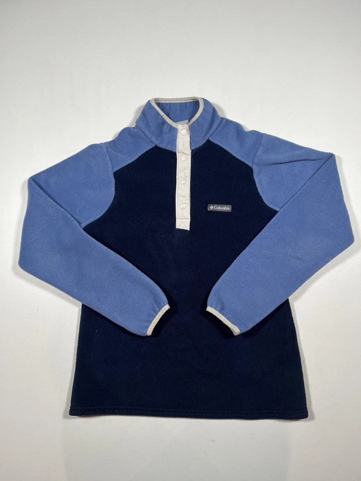 Pullover polar Columbia para mujer pequeño azul marino azul claro cuarto de presión XL4973 Foto 1 de 4