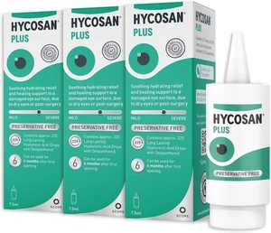 3x Hycosan Plus Preservative Free Eye Drops - Dry Eye Soothing Relief 7.5ml - Picture 1 of 1