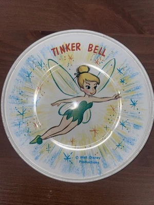 Plato de hojalata Tinker Bell vintage raro Walt Disney Productions Foto 1 de 2