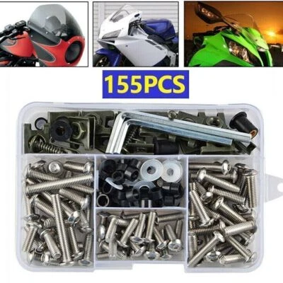 155X Steel Motorcycle Fairing Bolt M5 Fasteners Nut Mounting Washers Assortment Foto 1 de 4