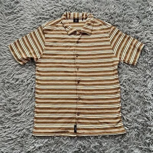 Thrills Herren Strick gestreift Button Down Hemd neutral braun weich Medium Kragen - Bild 1 von 11