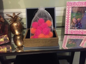 20 LED battery operated Hot Pink & Orange Pom-Pom Fairy Lights - Picture 1 of 1