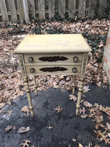 L Hitchcock Antique Vintage White Nightstand Cover