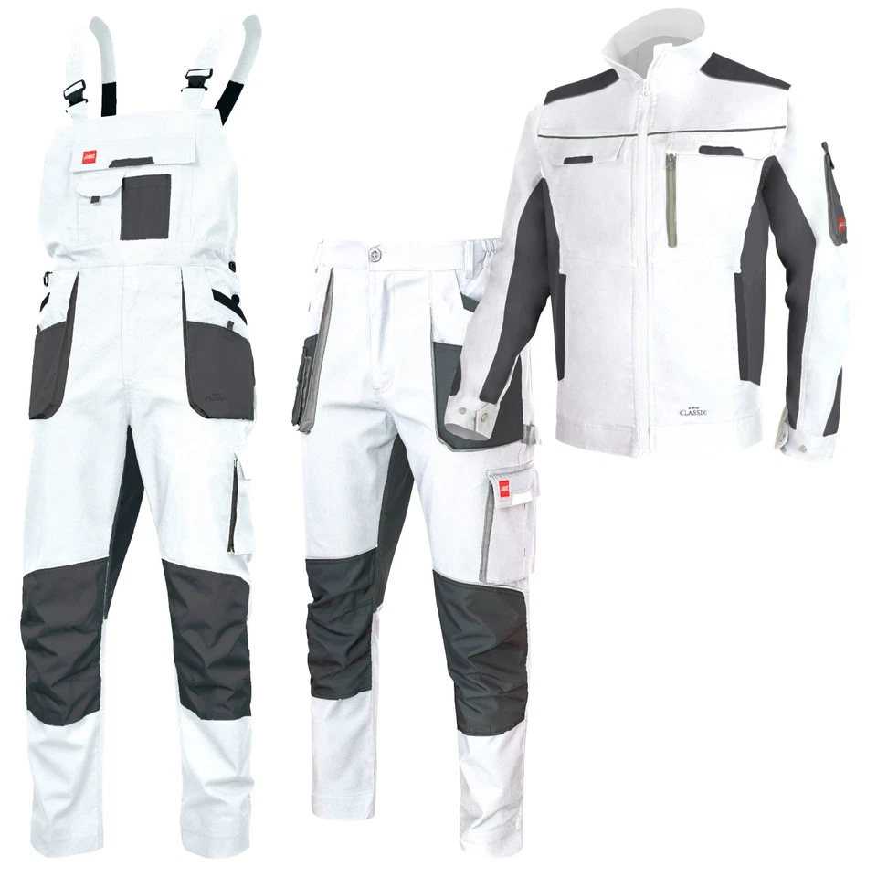 Work Trousers Waistband Trousers Jacket Dungarees Workwear White Stretch Painter Size 44-64 - Image 1 of 1