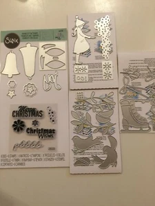 Sizzix® Christmas Wishes Stamp and Dies Bundle 722178 New - Picture 1 of 12