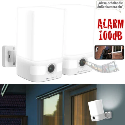 VisorTech 2er-Set 2K-Akku-Überwachungskamera, LED-Licht 600 lm, Alarm, WLAN, App - Bild 1 von 4