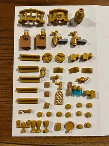 Lot of 70 Lego Pearl Gold Parts Pieces (Aladdin's Lamp, Goblets, Water Bottles) - Picture 1 of 5