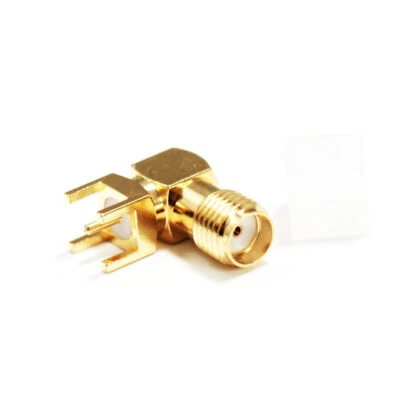 2x SMA female jack right angle PCB mount RF Coax connector adapter goldplated - Image 1 of 4