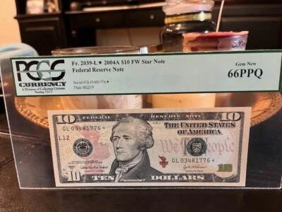 2004A $10 Federal Reserve Star Note PCGS 66 PPQ RARE 512k Run Size - Image 1 of 3