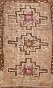 Tribal Wool Peach Anatolian Oriental Foyer Rug Nomadic Hand-knotted Carpet 1x2 - Picture 1 of 12