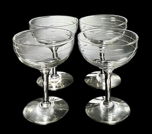 Set of 4 Libbey Interlude Etched Champagne Tall Sherbet Glasses 4-5/8” Excellent - Picture 1 of 7