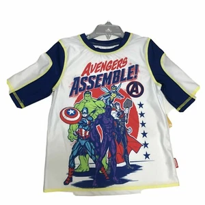 Disney Rash Guard Avengers Shirt RashGuard Wear 7/8 Swimwear Swim White Blue - Picture 1 of 7