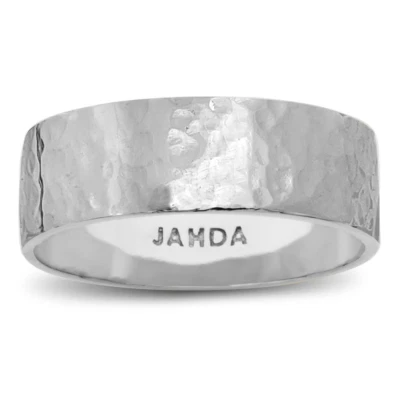 Solid 10K White Gold Hammered Ring 7mm Size 3 – 15 Wide Gold Band - Image 1 of 4