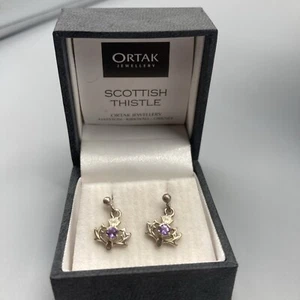 Ortak Scottish Thistle Sterling Amethyst Stud Earrings - Picture 1 of 5