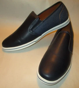 NIB Franco Vanucci Mens 13 Navy Faux Leather/Blue Denim Cushion Casual Sneakers - Picture 1 of 8