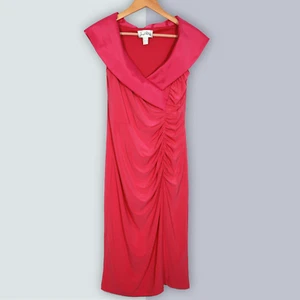 Joseph Ribkoff - Shawl Collar - Of The Shoulder - Midi Dress - UK8 - Fuchsia - Picture 1 of 6