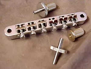 TUNE O MATIC BRIDGE FOR ELECTRIC GUITAR - chrome with smaller type studs - Picture 1 of 4