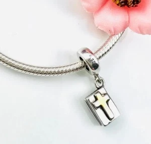 Sterling Silver 925 Charm Holy Bible Cross Pendant Dangle Family Friend Wife Mum - Picture 1 of 17