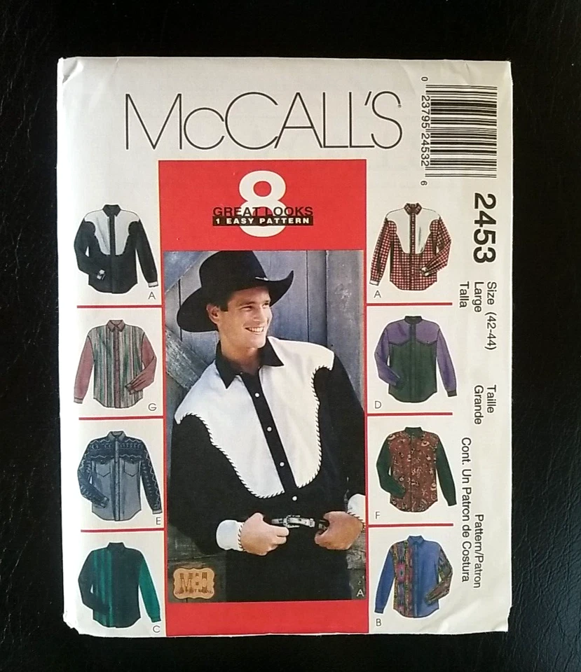 FF McCalls Cowboy Western Shirt With Yokes Pattern 2453 42-44 L 8 Variation