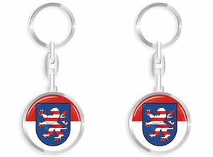 Hessen Schlüsselanhänger -Fahne Wappen  Edle Ausführung + Auto Aufkleber - Picture 1 of 6