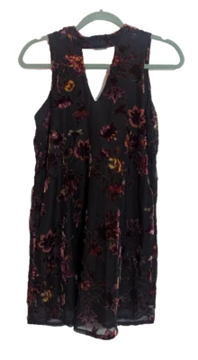 JODI KRISTOPHER Black Floral Velvet Burnout Mini Dress Small A1 Whimsigoth Fairy - Image 1 of 4