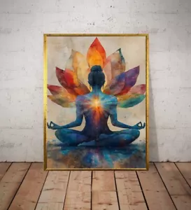 Chakra Energy Meditation Wall Art, Spiritual Zen Yoga poster no frame - Picture 1 of 4
