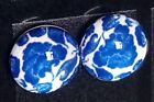 Blue And White Floral Cabochon Stud Earrings 10mm