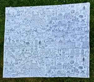 IKEA ' Ode To A Colouring Book S Edholm L Ullnius 2011 ' Tidny Fabric **RARE** - Foto 1 di 14